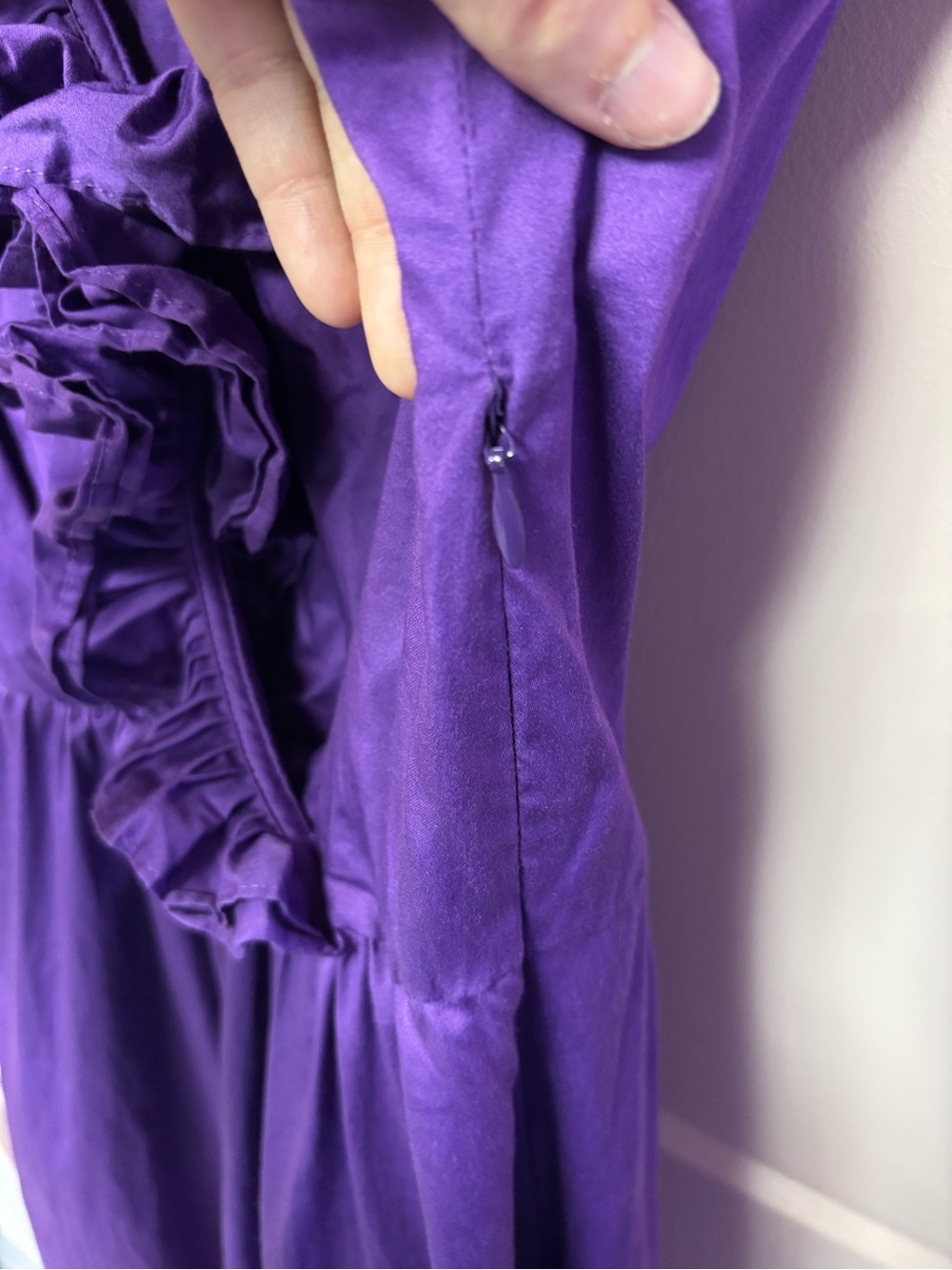 Y2K Vintage 2000s Max & Cleo Purple Ruffle V-Neck Sleeveless Dress - Picture 4 of 7